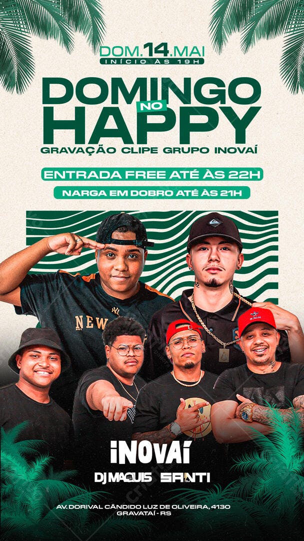 Flyer Gravação Clipe Grupo Inovaí Domingo Happy PSD Editável