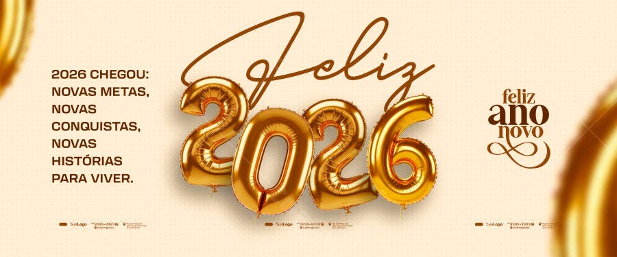 Flyer de Ano Novo 2026 Novas Metas Conquistas PSD Editável
