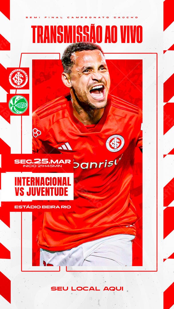 Flyer para Transmissão de Futebol Internacional vs Juventude PSD Editável