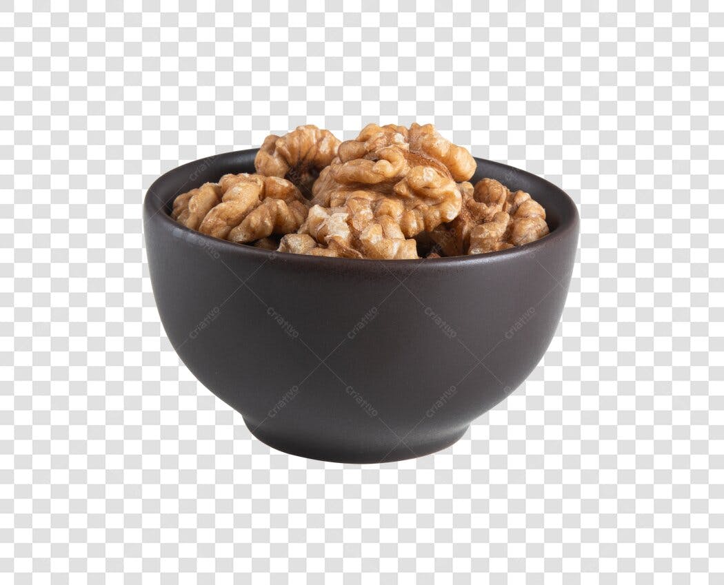 Elemento PNG Tigela de Nozes para Receitas Culinárias PNG com fundo transparente