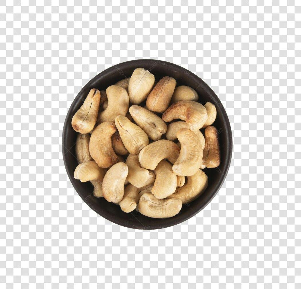 Imagem Castanha de Caju em tigela marrom PNG com fundo transparente
