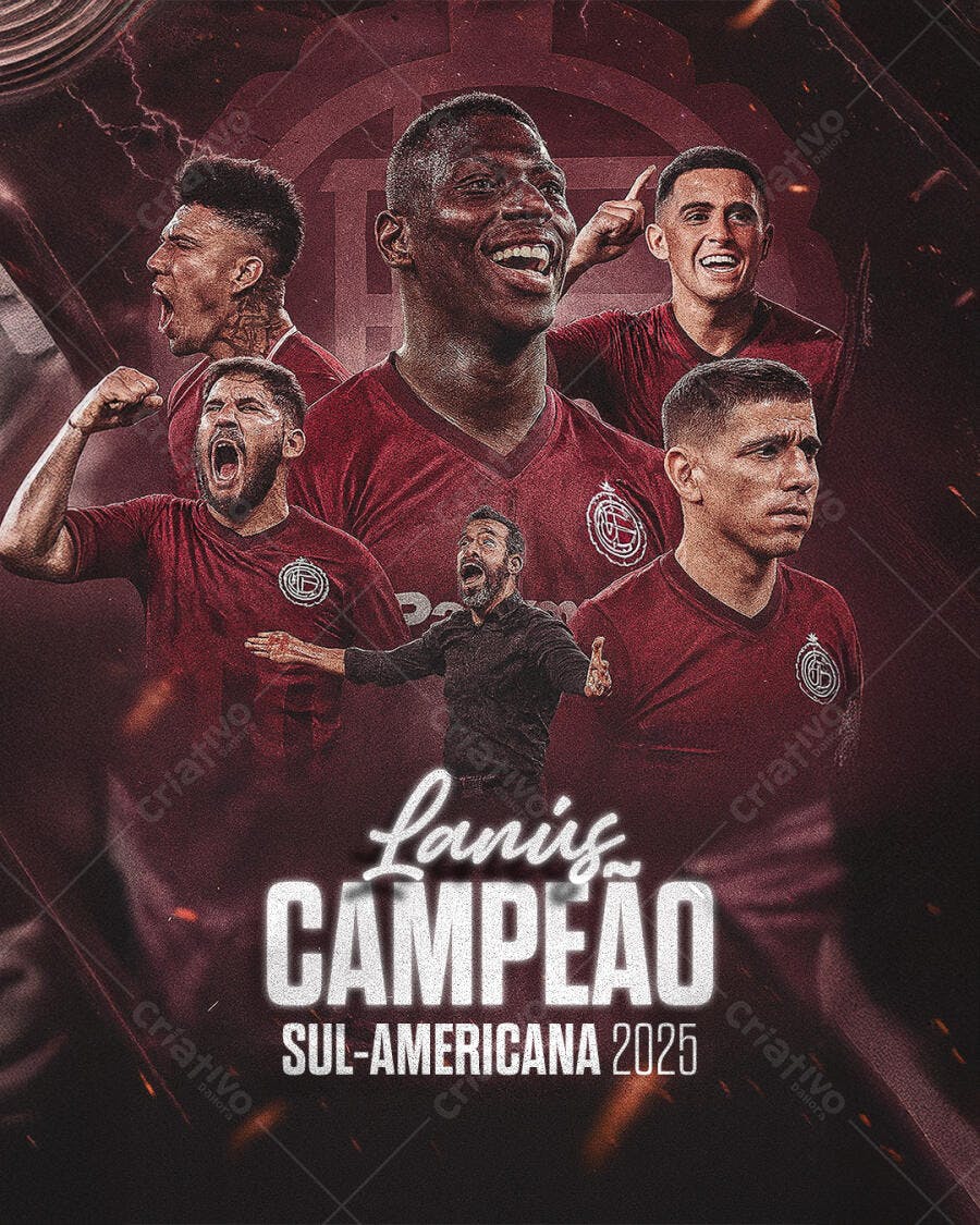 Flyer Celebração Título Futebol Lanús Sul-Americana PSD Editável