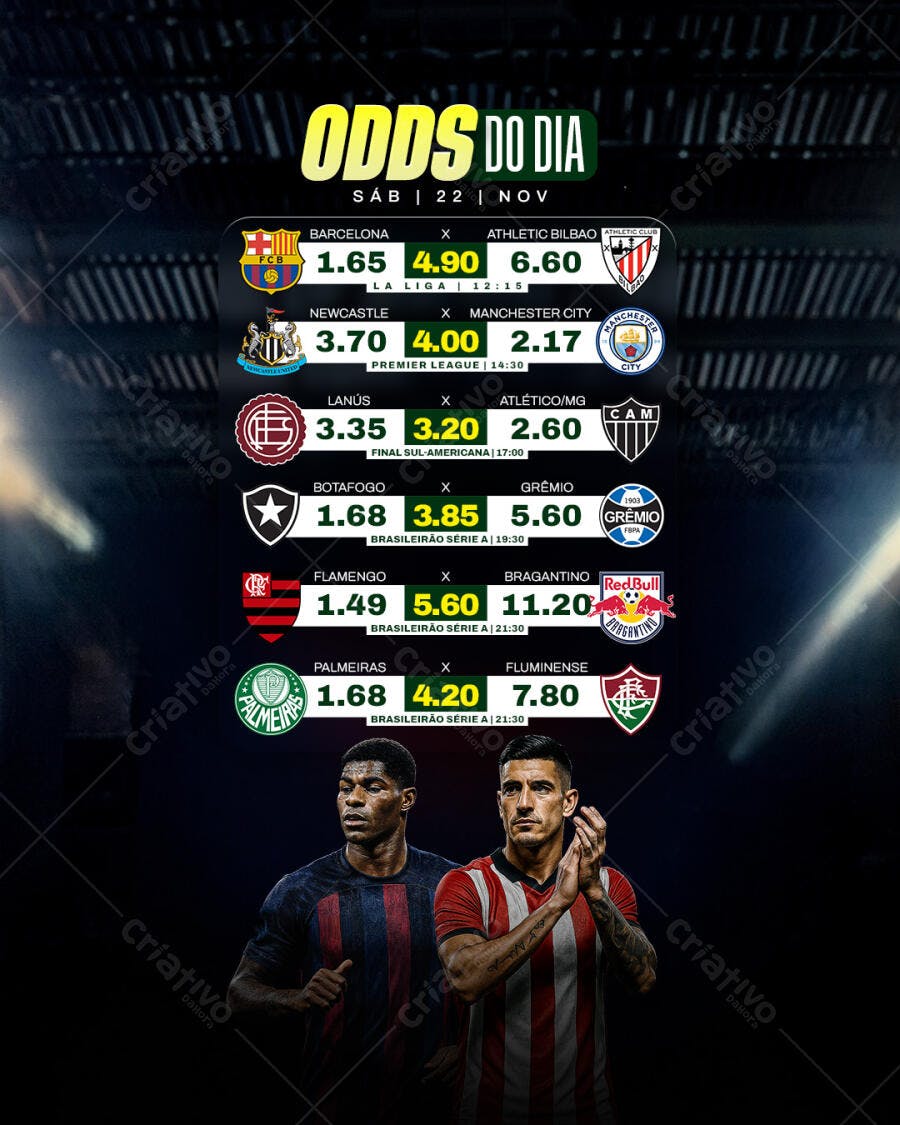 Flyer de Futebol Odds do Dia PSD Editável