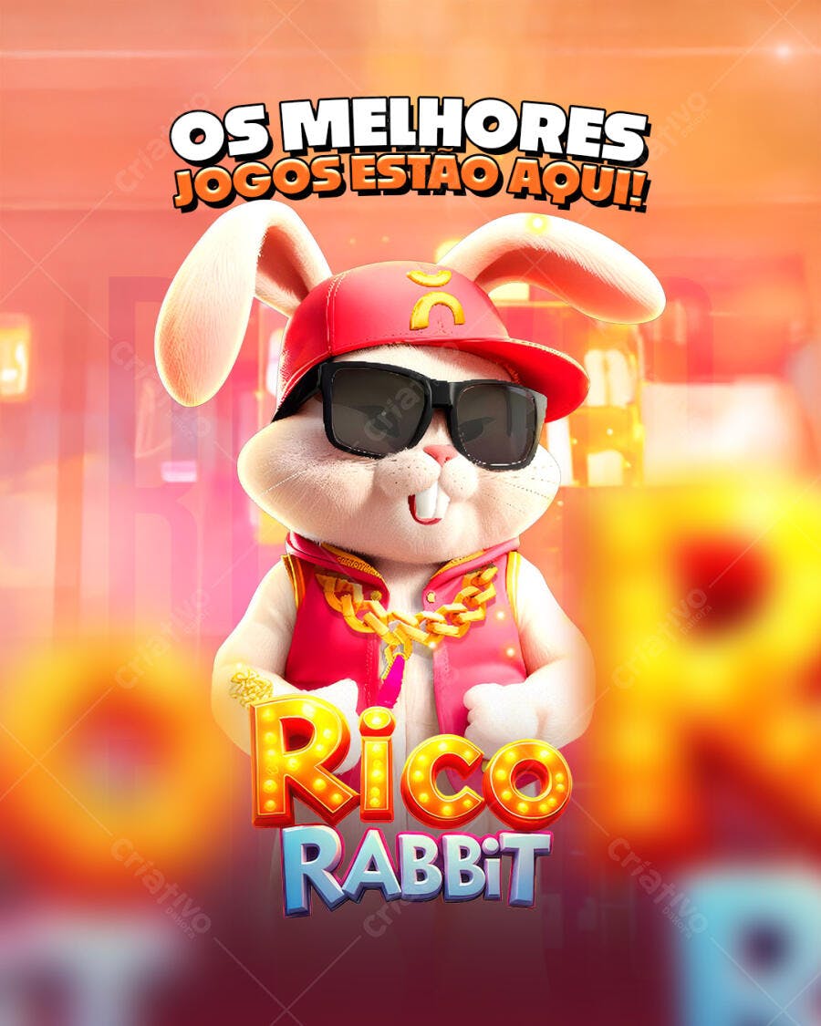 Flyer para Promoção de Jogos Rico Rabbit PSD Editável