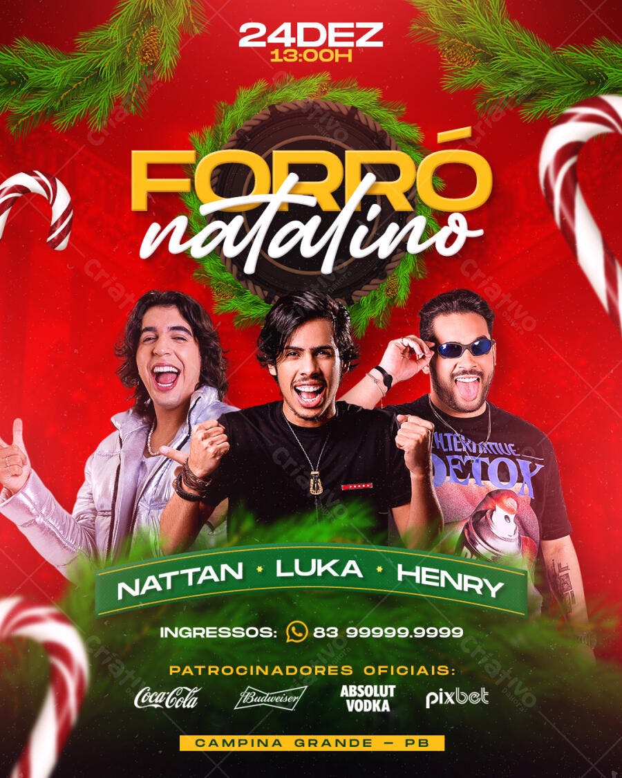 Flyer Forró Natalino Nattan Luka Henry PSD Editável
