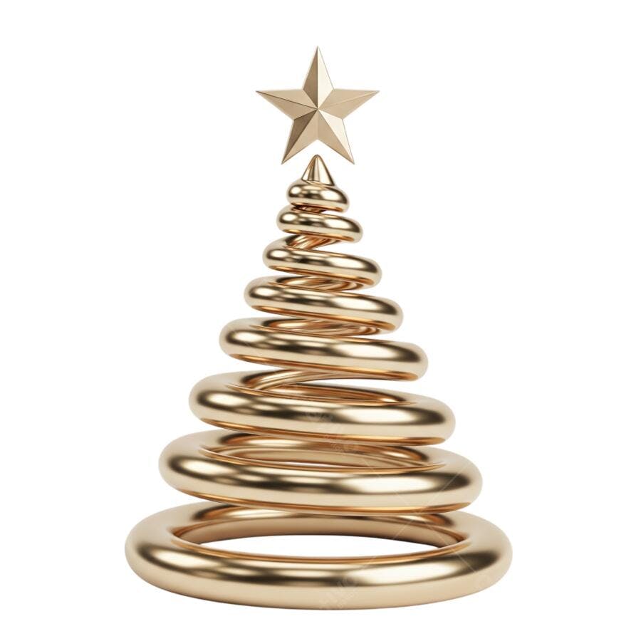 Elemento Gráfico Árvore Natal Dourada Estrela Moderna Festas PNG com fundo transparente