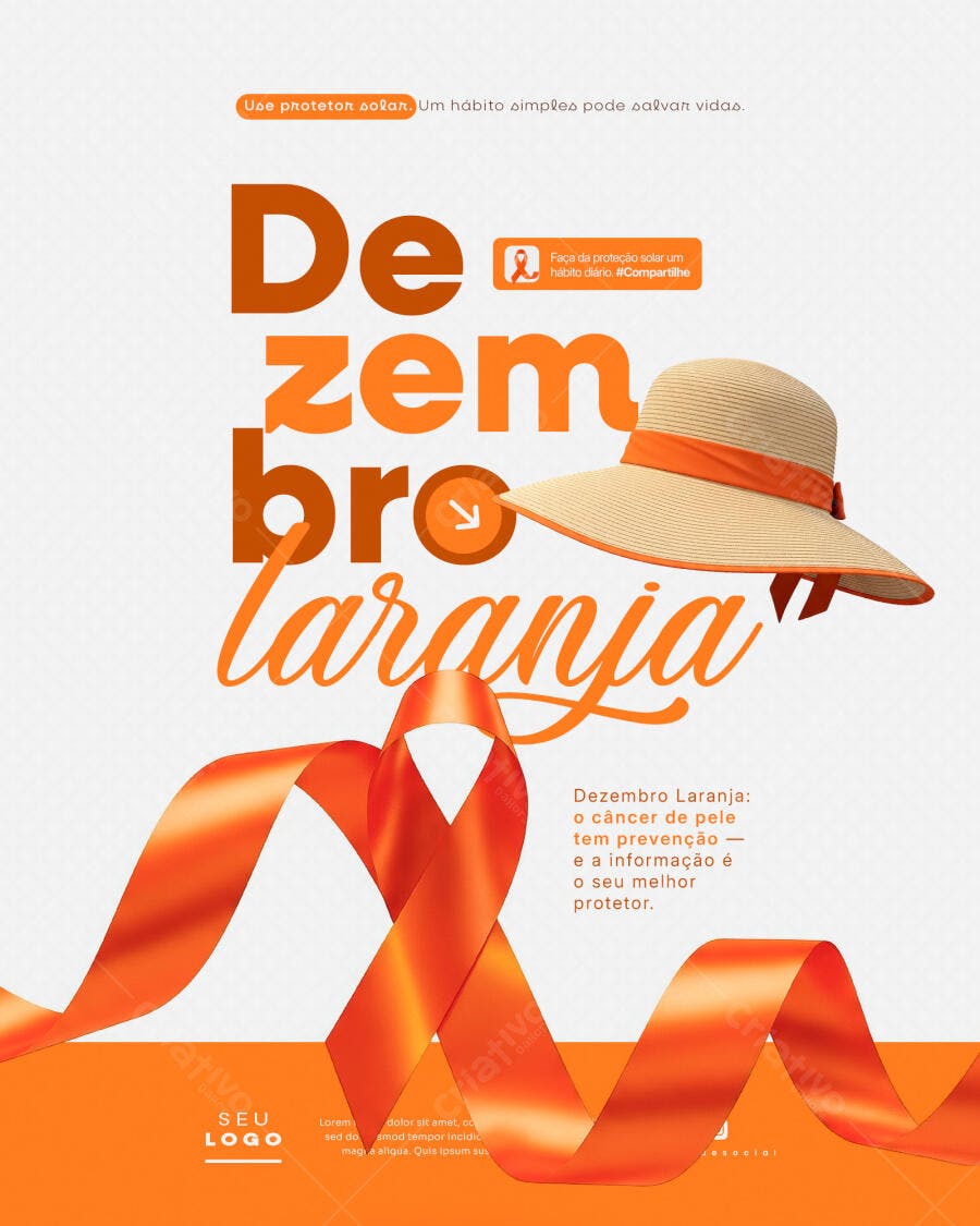 Flyer Campanha Dezembro Laranja Câncer de Pele PSD Editável