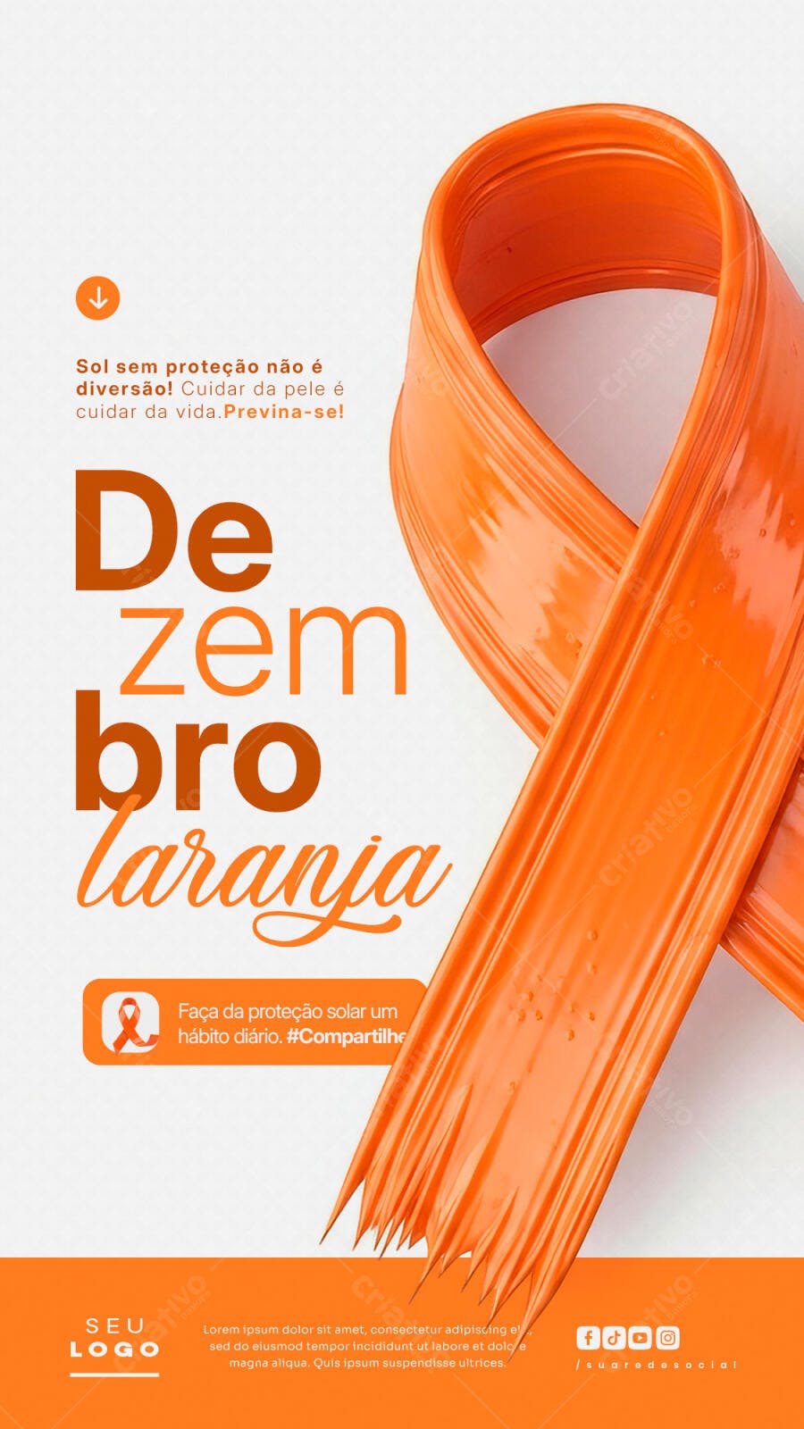 Flyer Vertical Campanha Dezembro Laranja PSD Editável