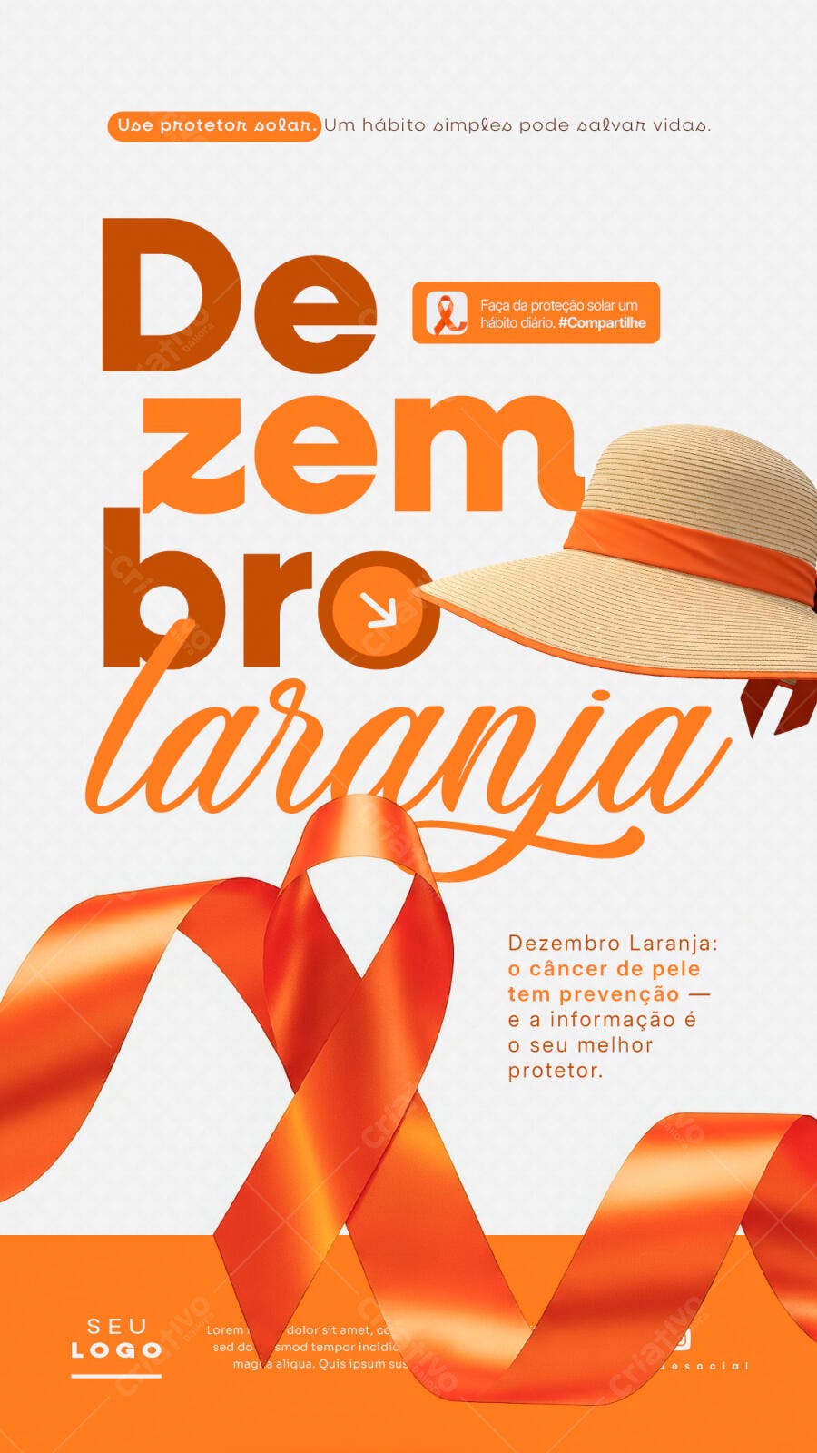 História Instagram Dezembro Laranja Prevenção Câncer de Pele PSD Editável
