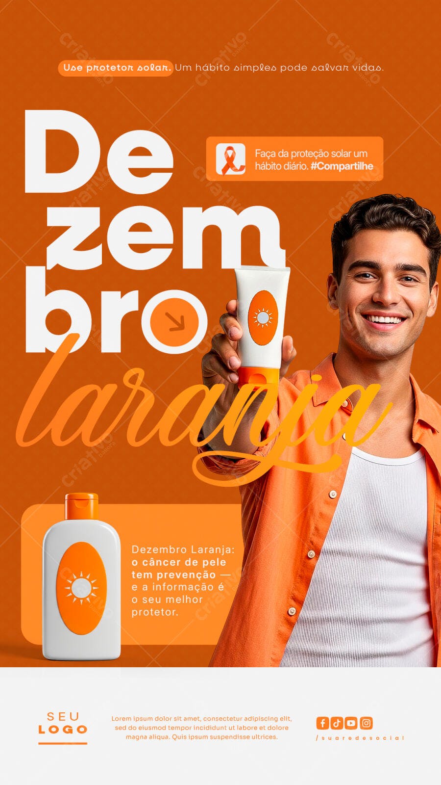 Flyer Dezembro Laranja Conscientização PSD Editável