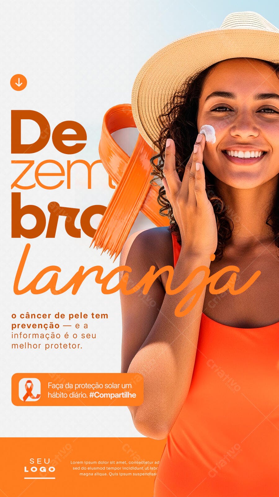 Story para Instagram Dezembro Laranja Conscientização Câncer de Pele PSD Editável