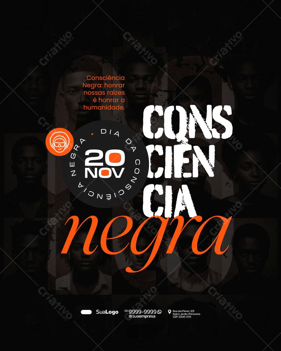 Flyer Dia da Consciência Negra 20 NOV PSD Editável