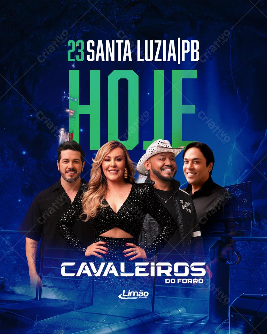 Flyer Show Forró Cavalheiros do Forró Santa Luzia PB HOJE PSD Editável