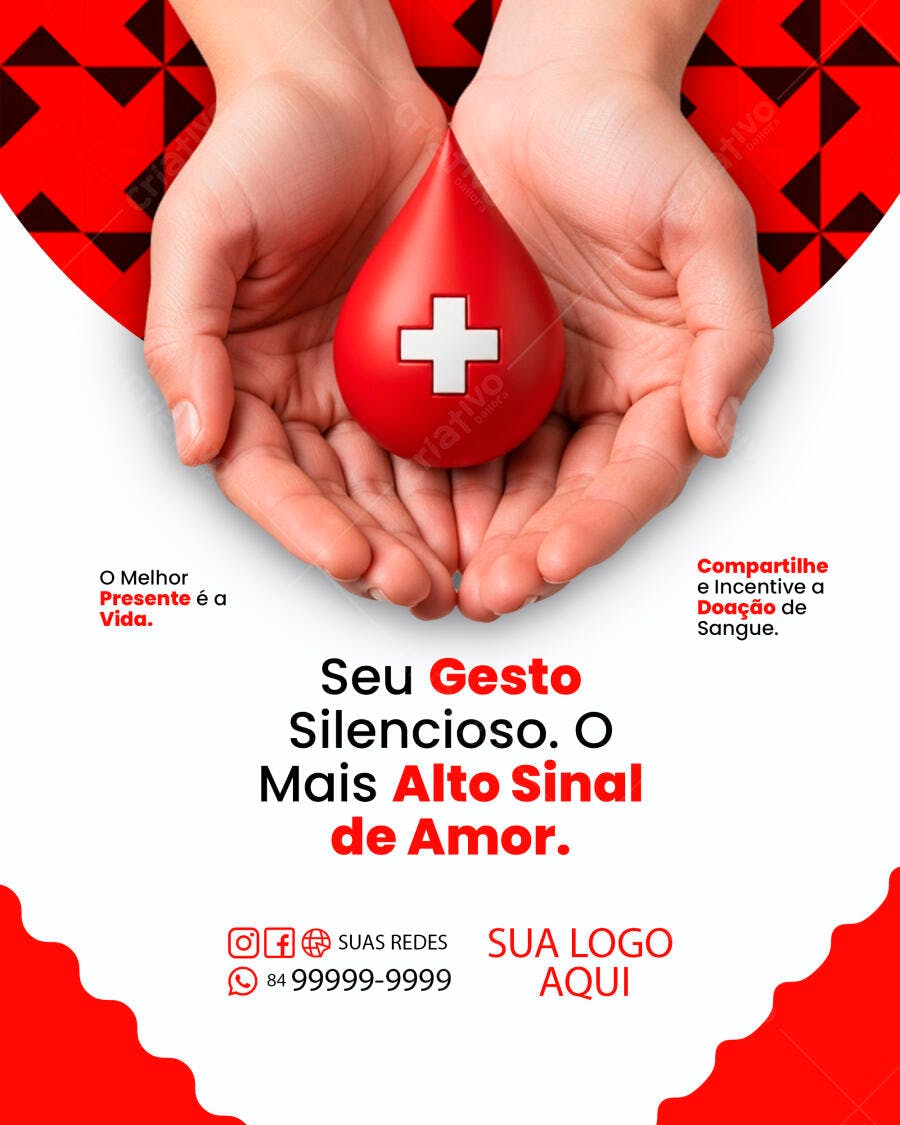 Flyer Campanha Doação de Sangue Salve Vidas PSD Editável