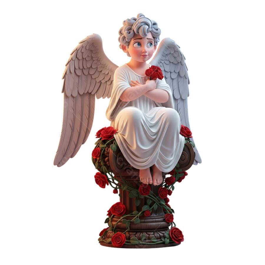 Ícone Anjo Querubim com Rosas para Dia dos Namorados PNG com fundo transparente