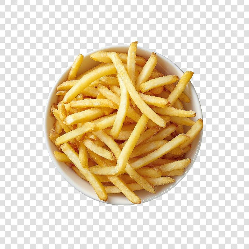 Imagem de Batatas Fritas na Tigela Branca Fast Food PNG com fundo transparente