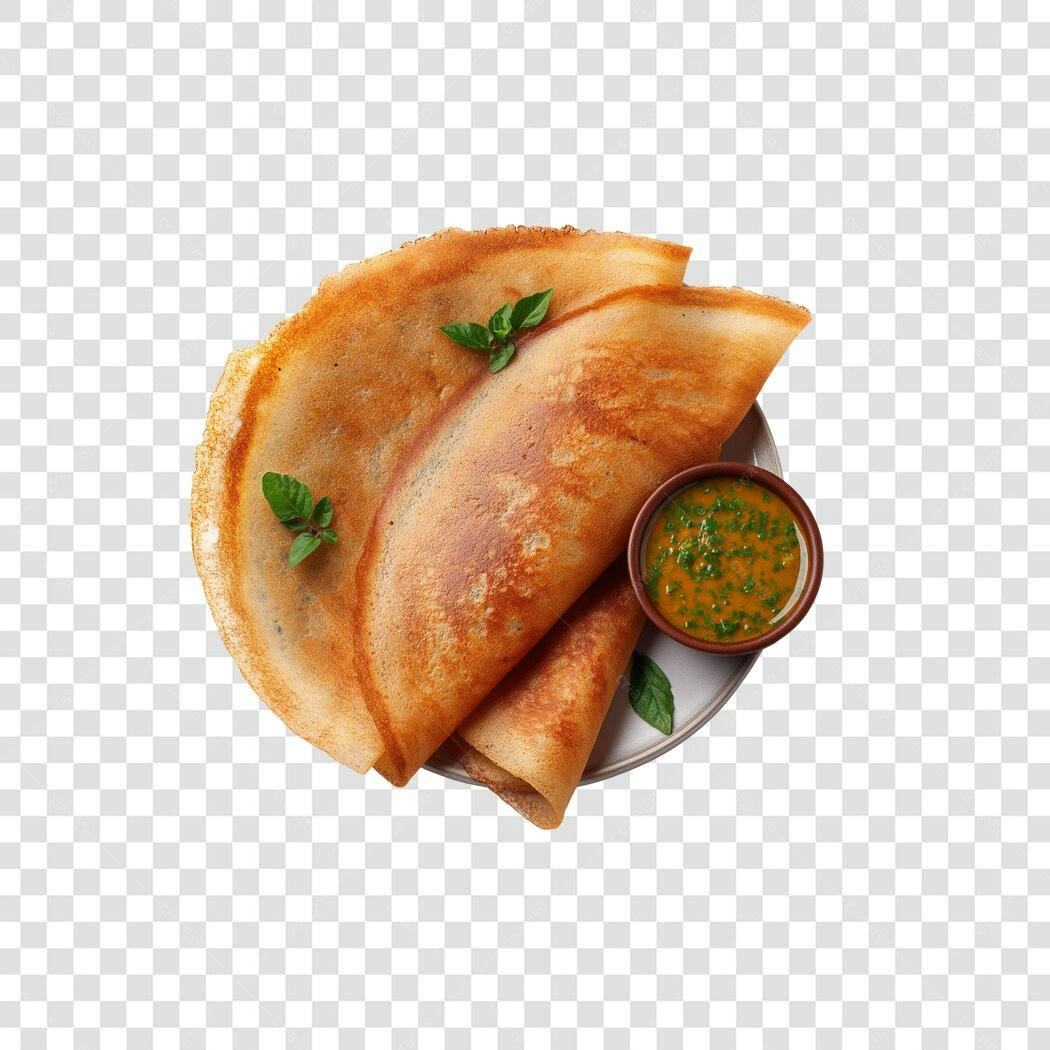 Foto para publicidade Dosa indiana com chutney PNG com fundo transparente