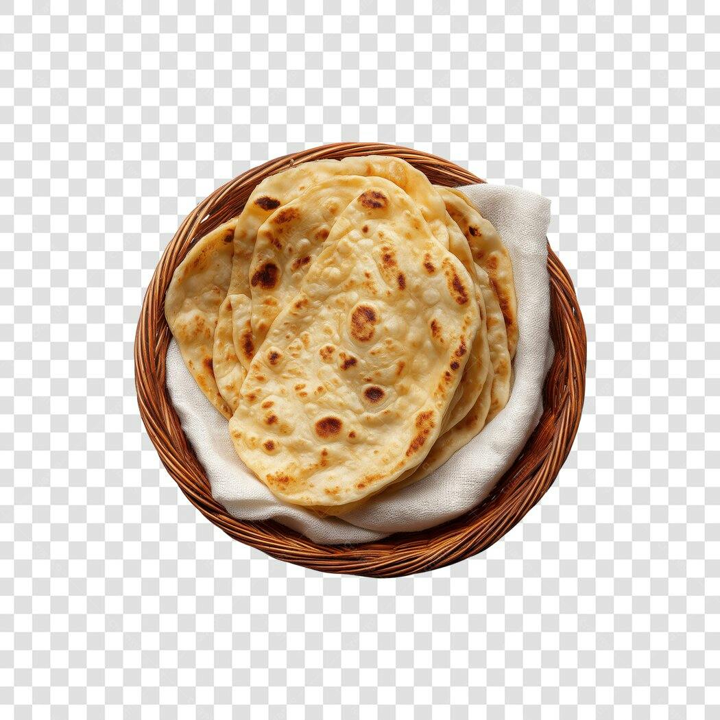Imagem Cesta de Pães Naan Culinária Indiana PNG com fundo transparente