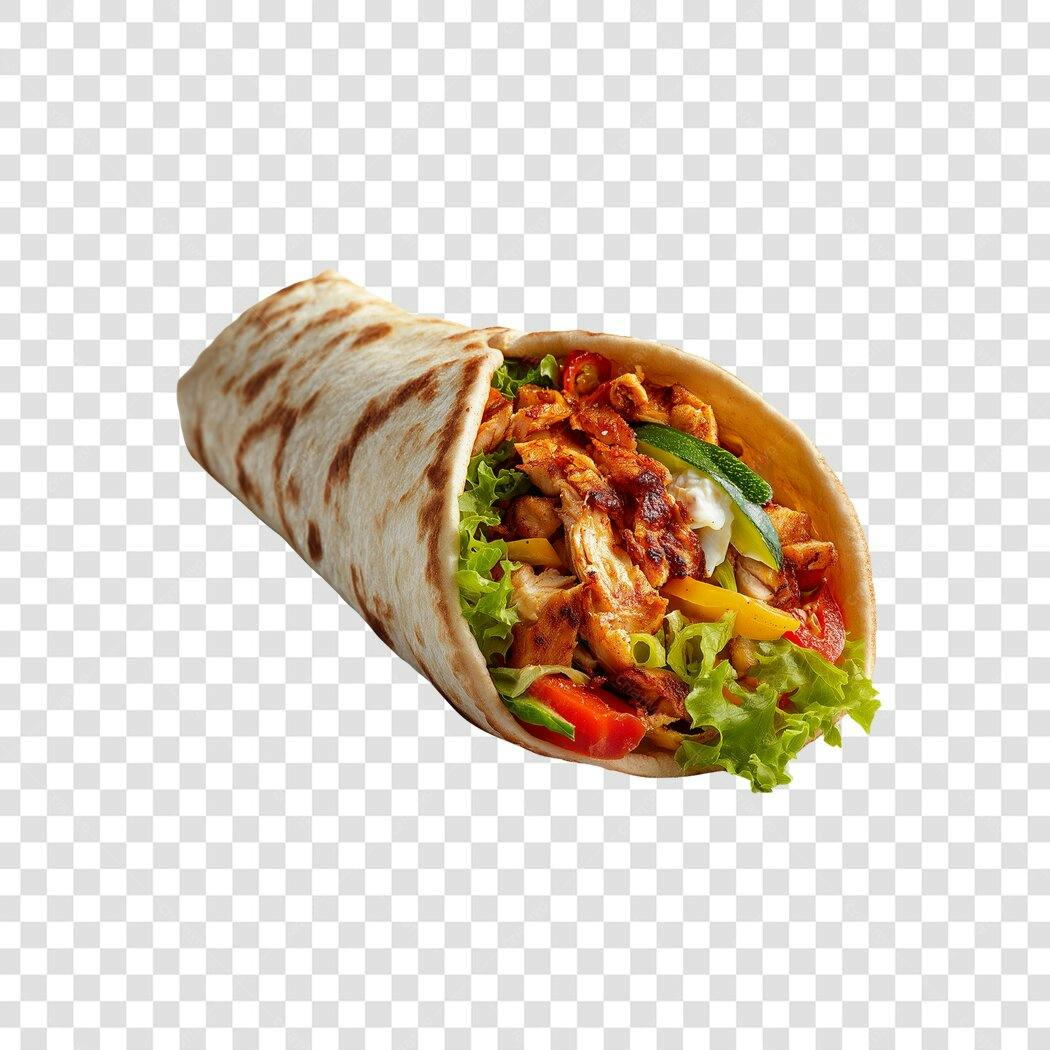 Alimento Saudável Wrap de Frango com Legumes Coloridos PNG com fundo transparente
