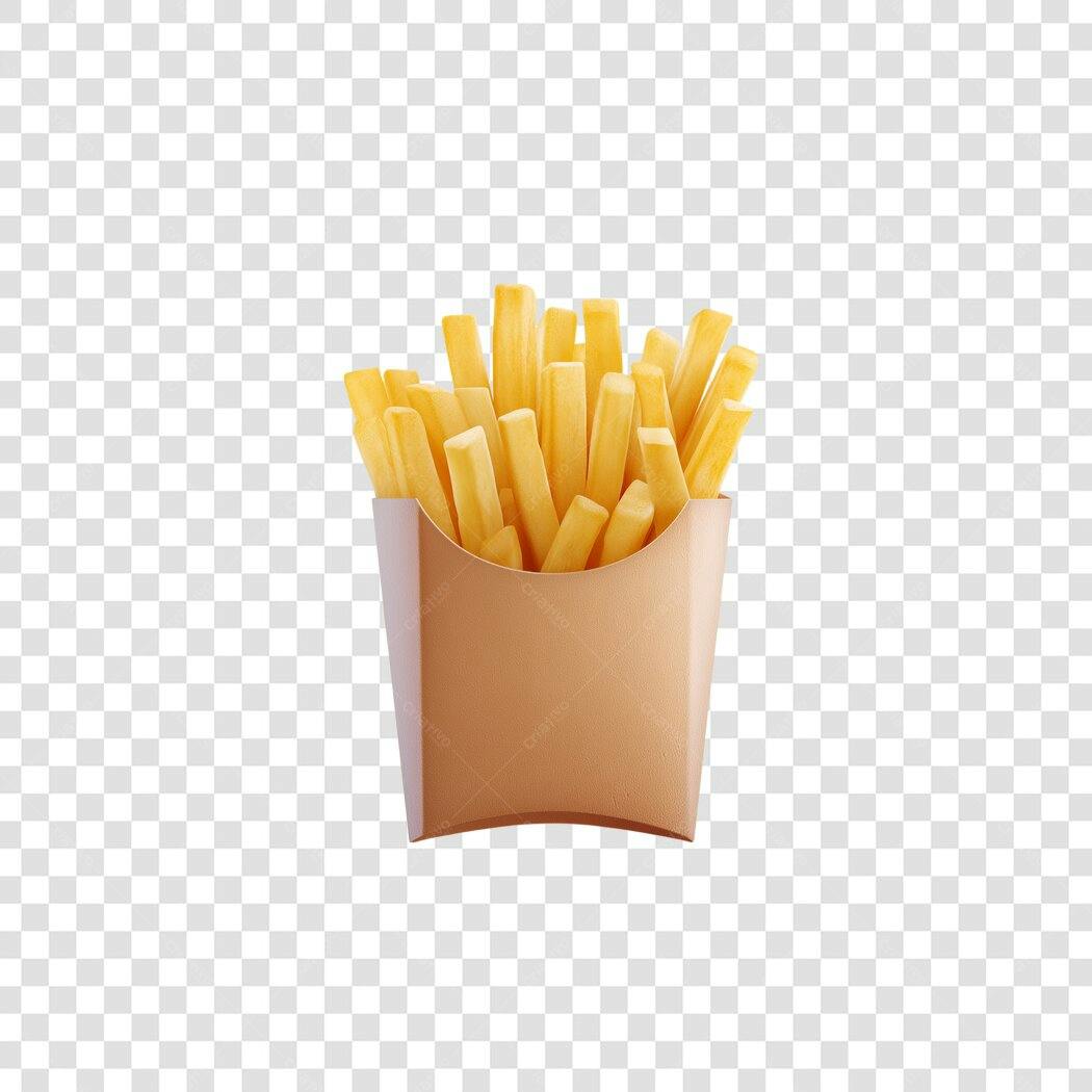 Elemento Gráfico Batatas Fritas Douradas para Lanchonete PNG com fundo transparente