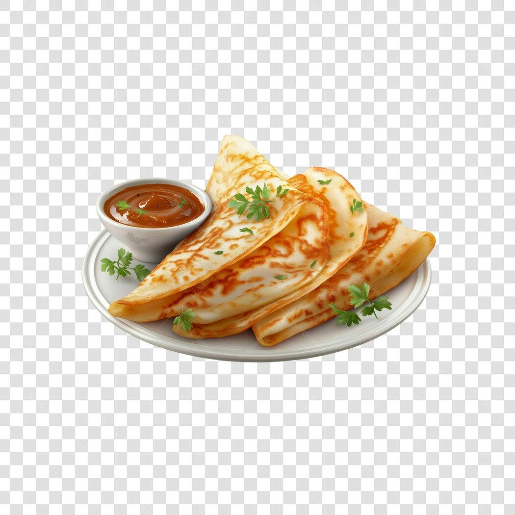 Imagem de Panquecas Douradas com Doce de Leite e Salsinha PNG com fundo transparente