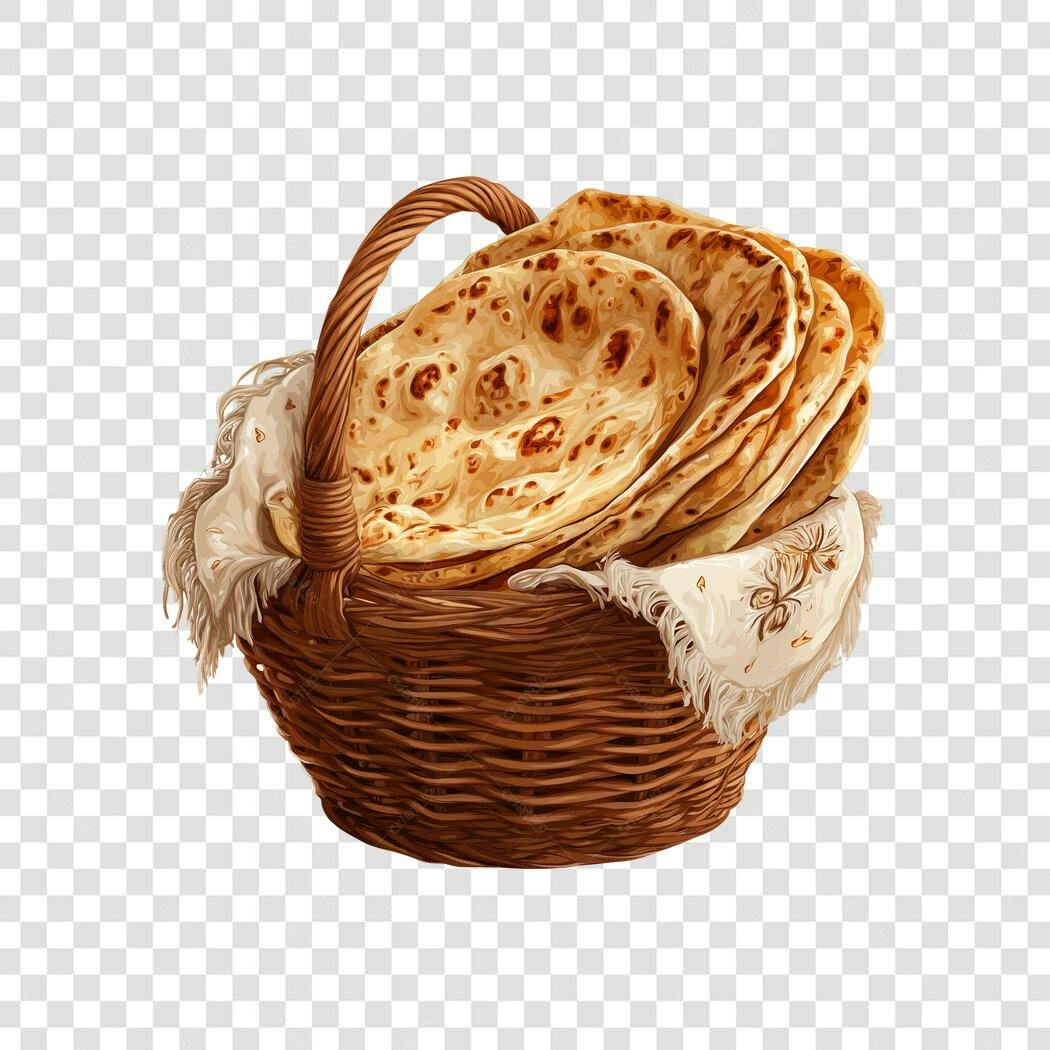 Ilustração Cesta de Pães Naan PNG com fundo transparente