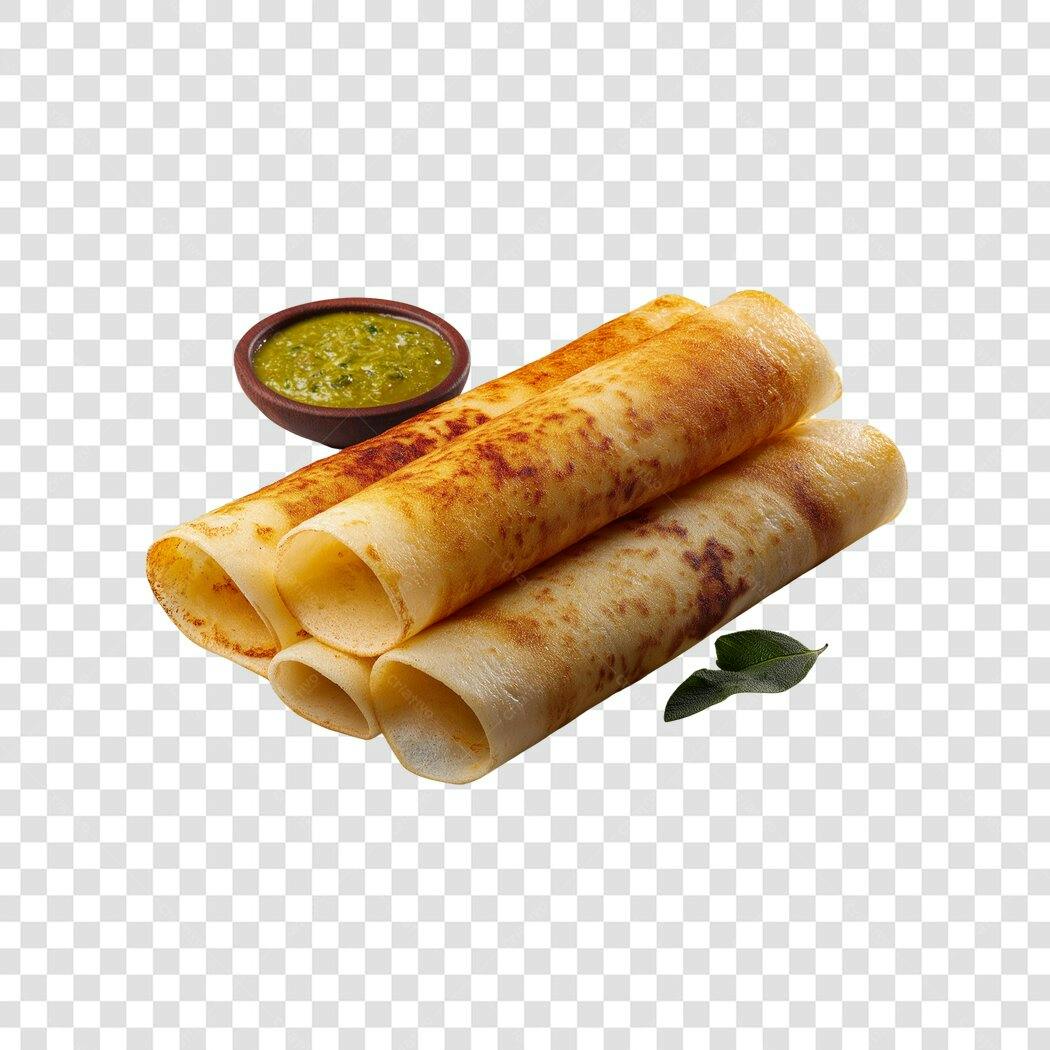 Comida Indiana Dosa com Chutney e Curry PNG com fundo transparente