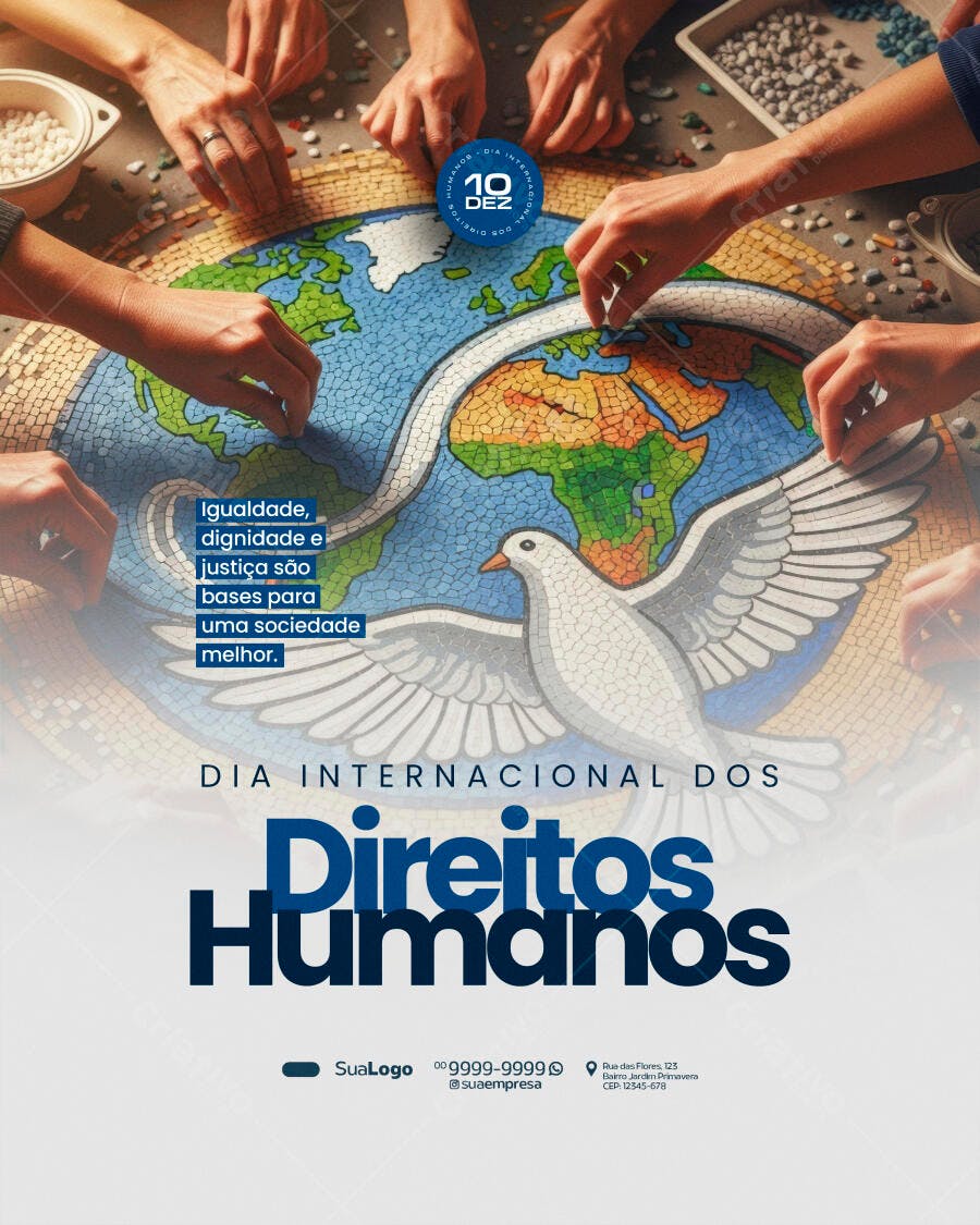 Flyer Social para Dia Internacional dos Direitos Humanos PSD Editável