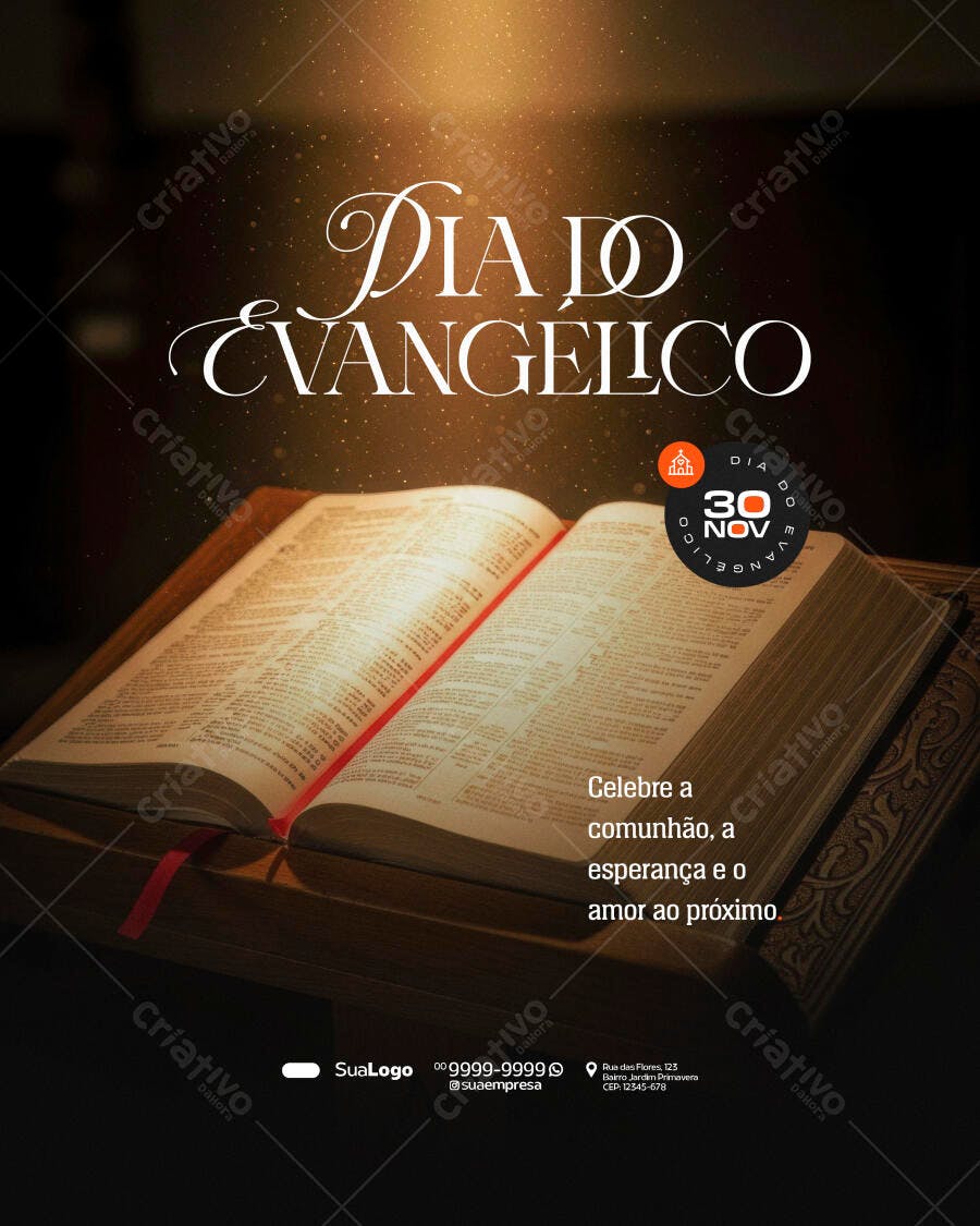 Flyer Dia do Evangélico 30 de Novembro PSD Editável