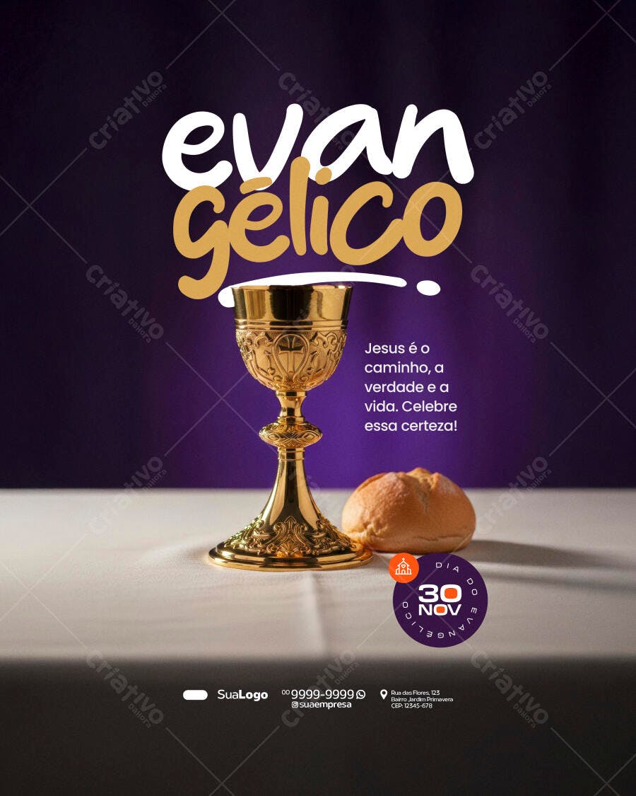 Flyer para Dia do Evangélico 30 NOV PSD Editável
