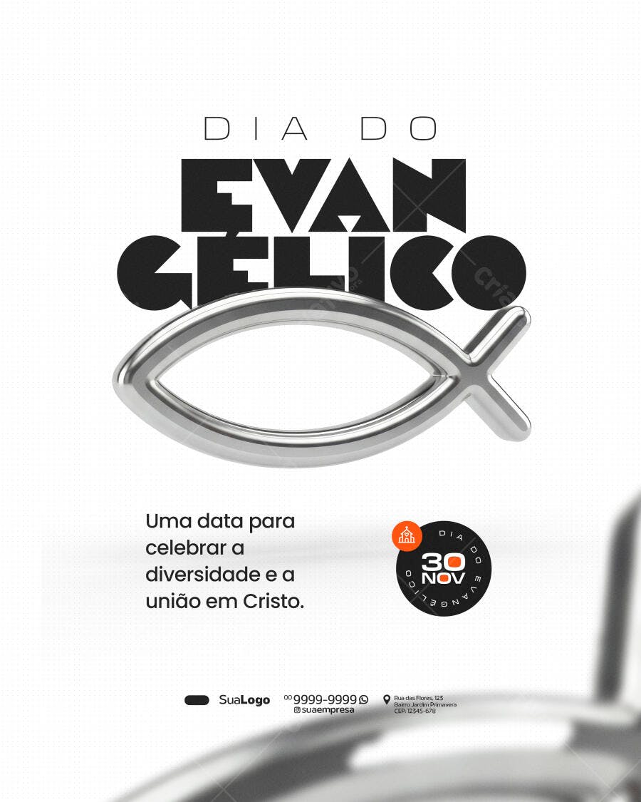 Flyer Dia do Evangélico 30 NOV PSD Editável