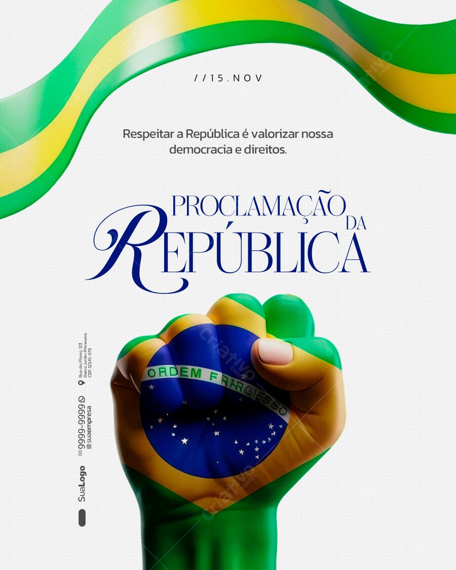 Flyer Institucional Proclamação da República 15 de Novembro PSD Editável