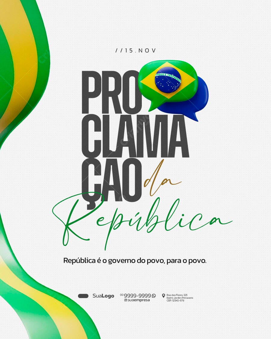 Flyer para Proclamação da República 15 NOV PSD Editável