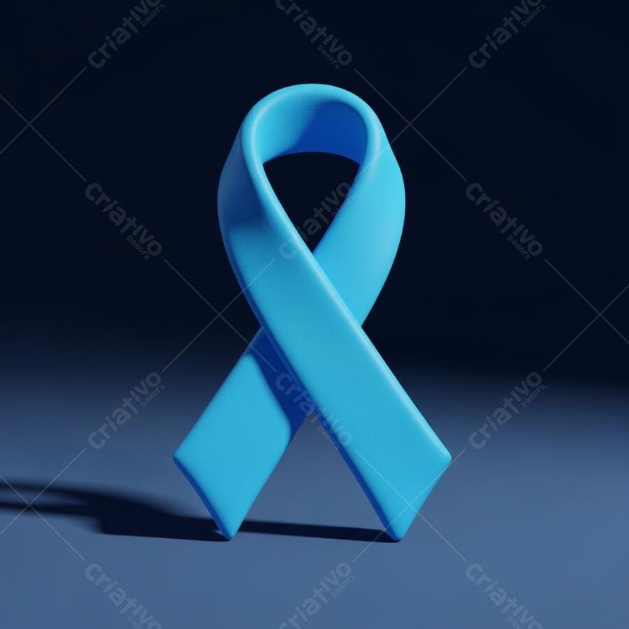 Fita azul clara símbolo de conscientização e apoio em fundo escuro