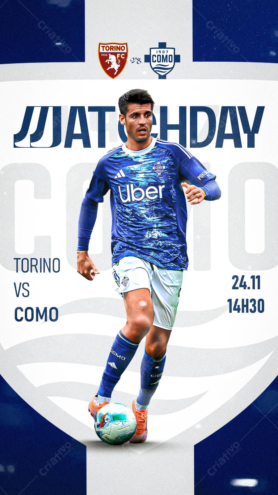 Flyer Matchday Futebol Torino vs Como PSD Editável