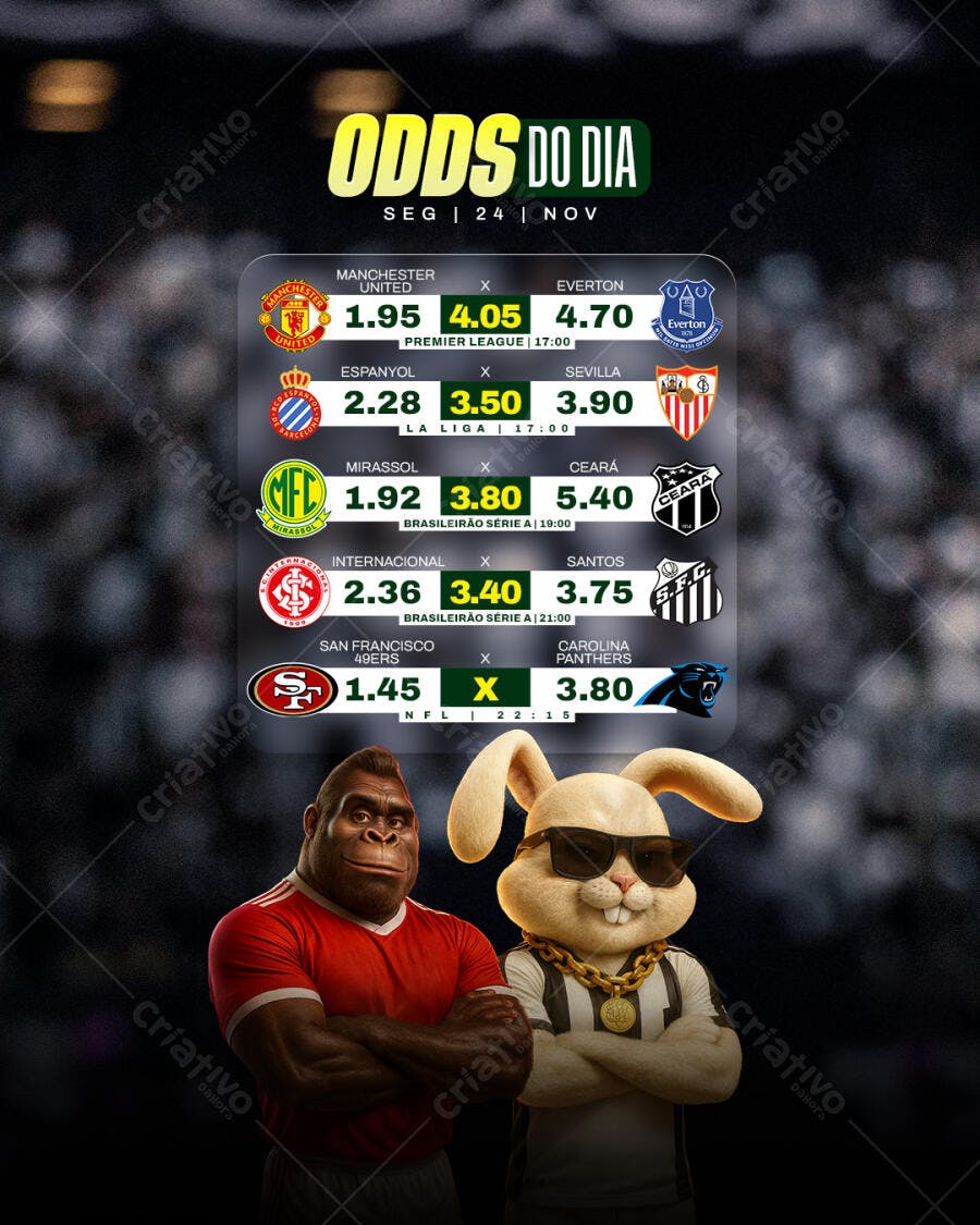Flyer para Odds do Dia Futebol e NFL PSD Editável