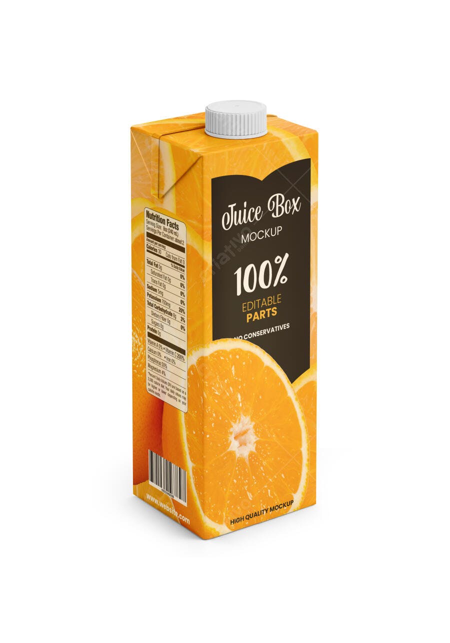 Mockup Realista de Embalagem de Suco de Laranja com Design Moderno