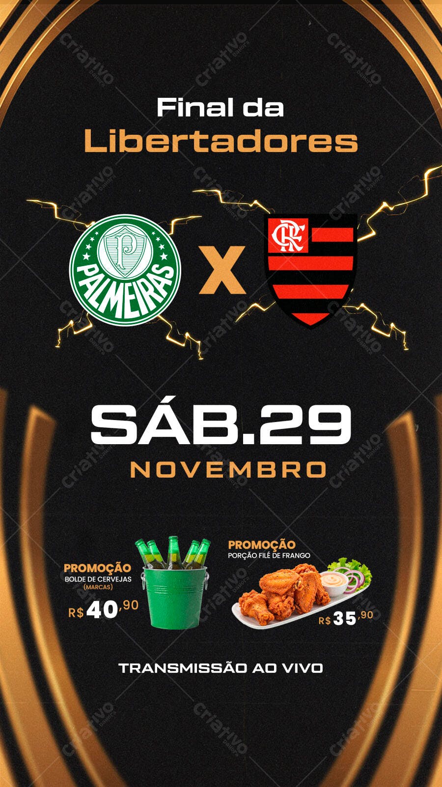Flyer Final da Libertadores Palmeiras x Flamengo PSD Editável