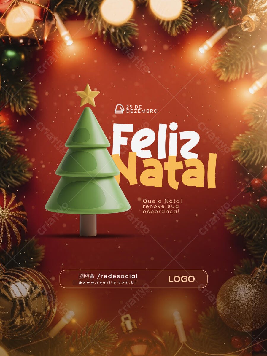 Flyer Natalino Feliz Natal 25 de Dezembro PSD Editável