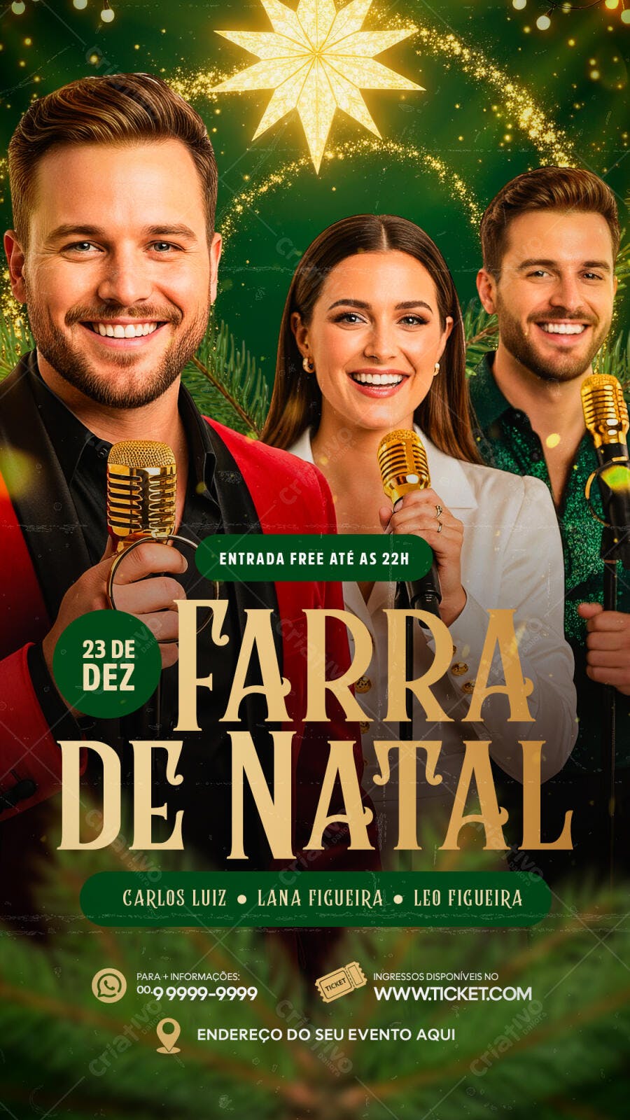 Flyer de Show Farra de Natal com Artistas PSD Editável