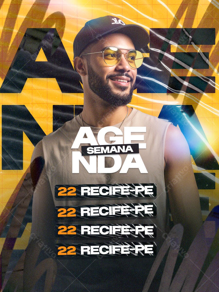 Flyer Agenda Semanal de Eventos em Recife PSD Editável