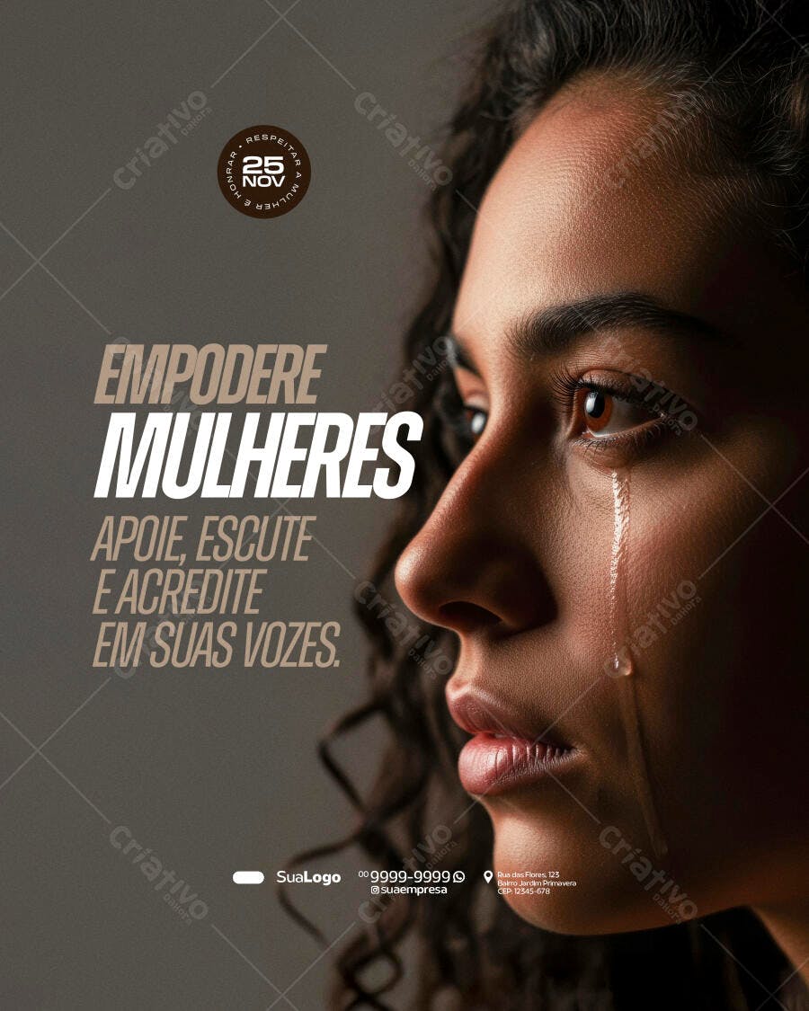 Flyer Empoderamento Mulheres 25 NOV PSD Editável