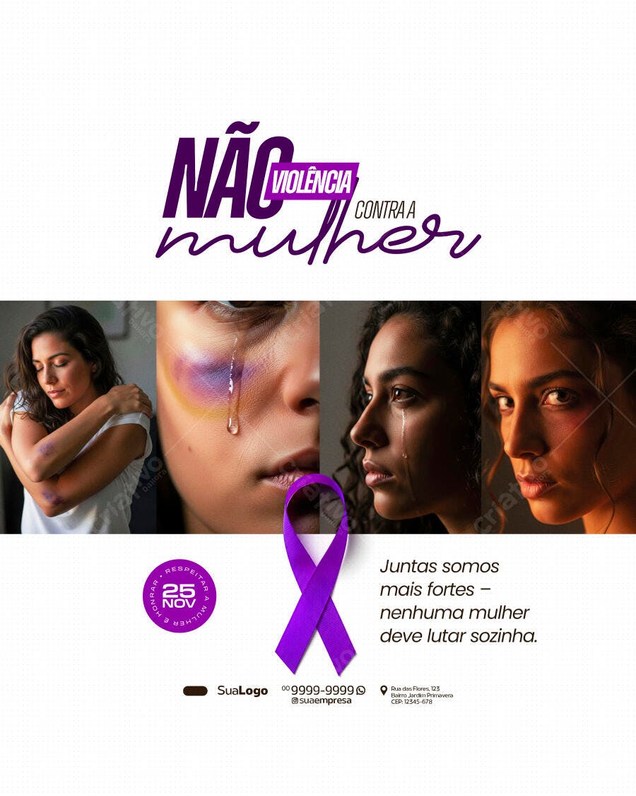 Flyer Campanha Não Violência Contra Mulher 25 Nov PSD Editável