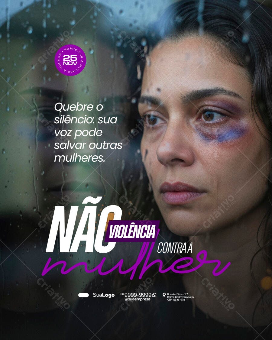Flyer Não Violência Contra a Mulher 25 Nov PSD Editável