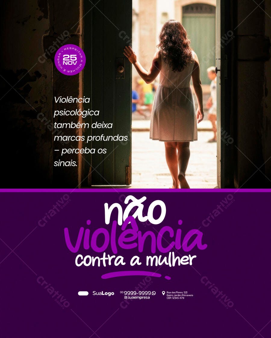 Flyer Não Violência Contra a Mulher 25 Nov PSD Editável