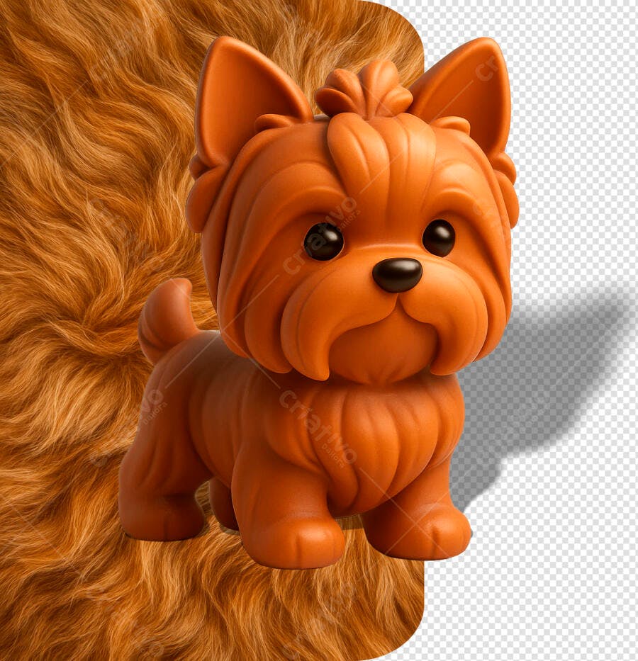 Ilustração 3D Cachorro Yorkshire Fofo para Pet Shop PSD Editável