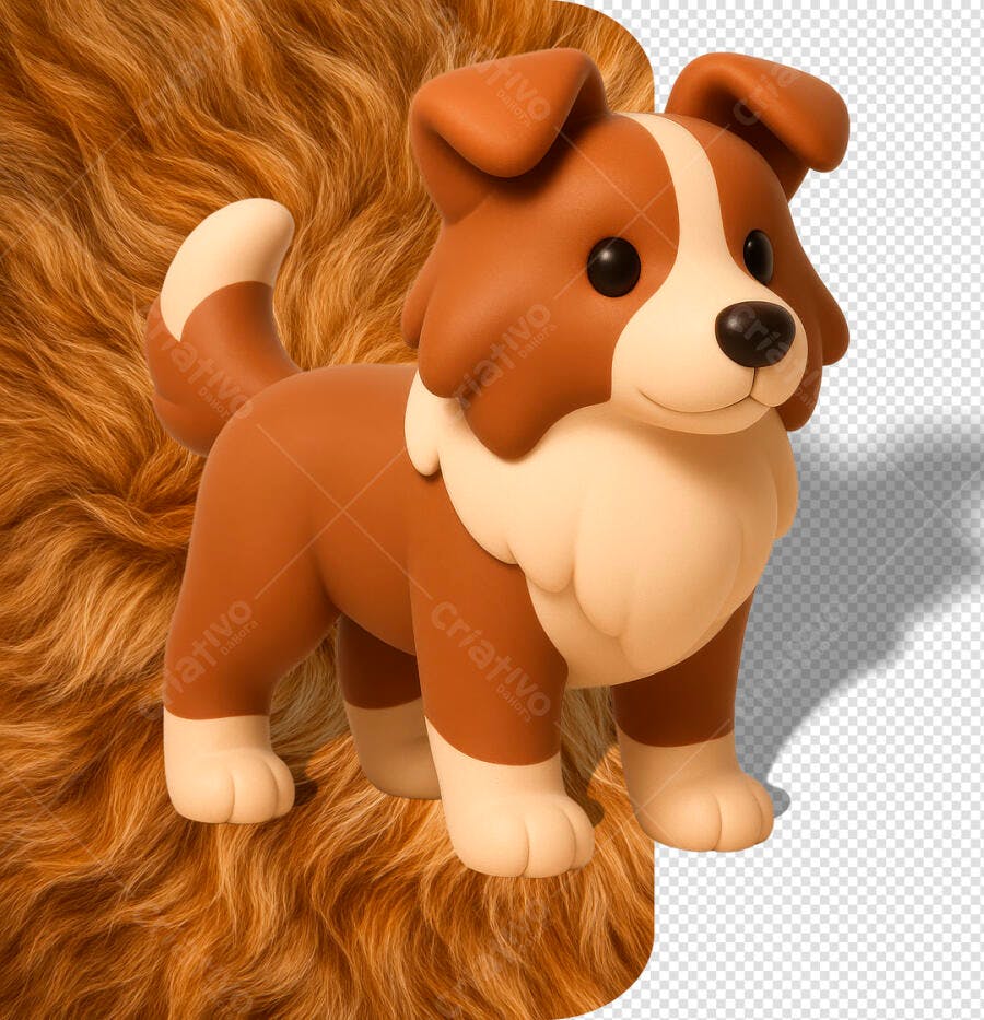 Mascote de Cachorro Estilo 3D Fofo para Pet Shop PSD Editável