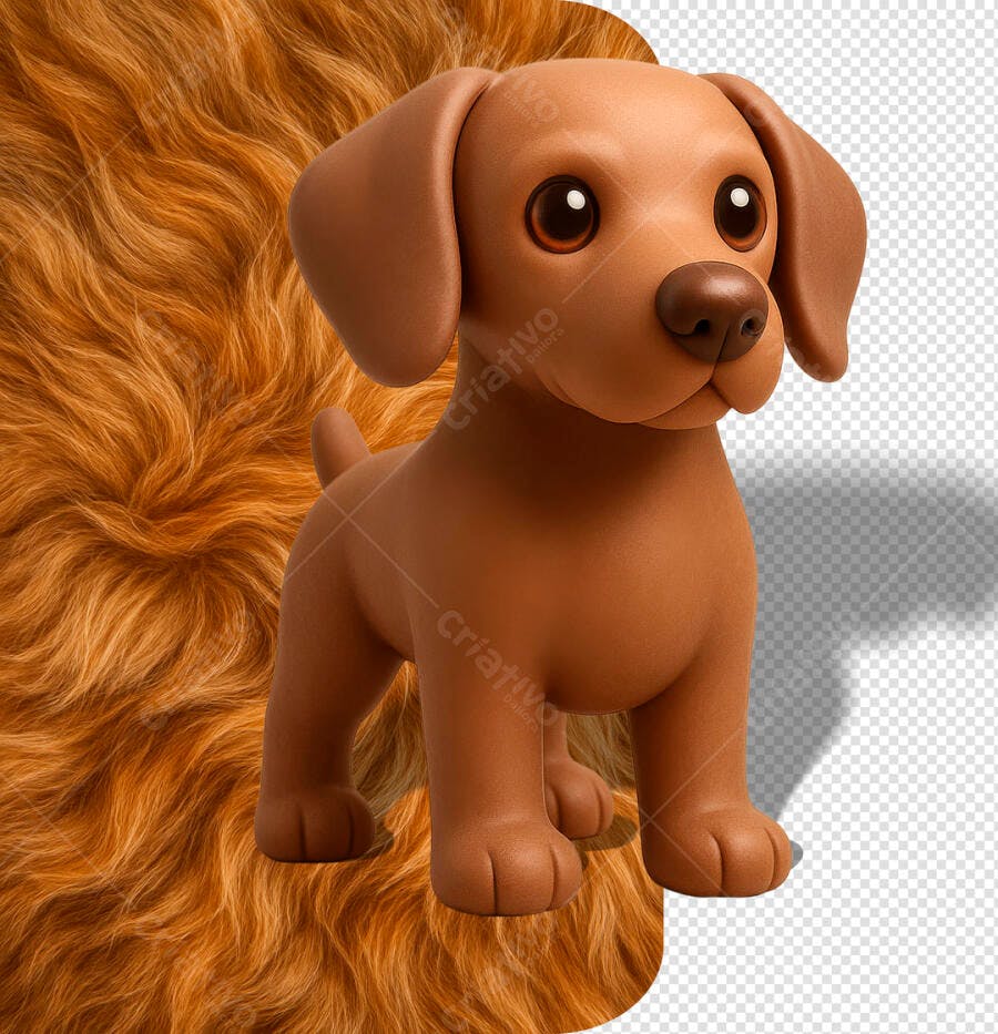 Ilustração 3D de Cachorro Marrom Fofo para Conteúdo Pet e Infantil PSD Editável