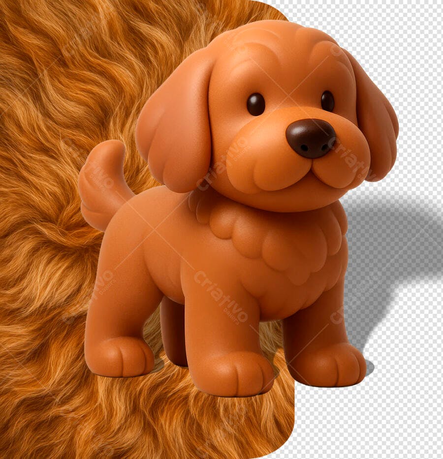 Ilustração 3D Filhote Cachorro Caramelo para Pet Shop PSD Editável