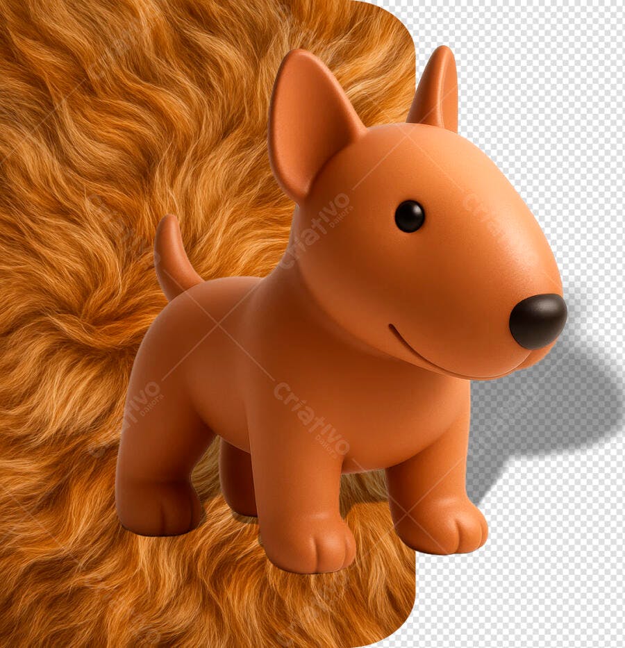Mascote 3D Filhote Caramelo com Pelo para Pet Shop PSD Editável